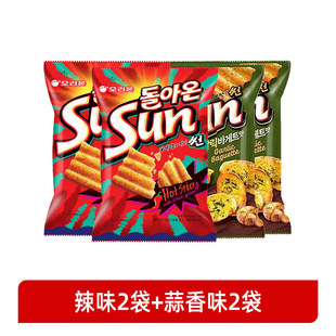 Korean Imported Food Orion Sun Corn Chips Spicy Garlic Flavor Wavy Potato Chips Trendy Puffed Snacks