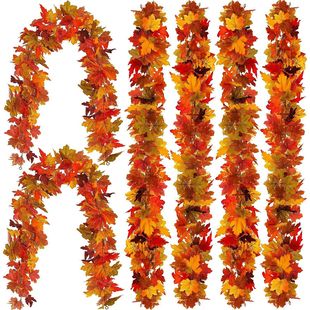 Amazon New Black Halloween Decoration Halloween Home Indoor Simulation Halloween Maple Leaf Rattan