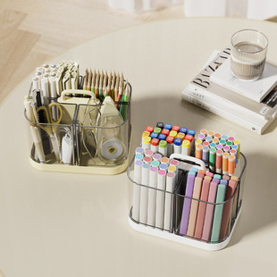 Acrylic Pen Cask Student Desktop Storage Box Office Light Luxury Advanced Sense Pen Box Desk Transparent Stationery Pen Cask