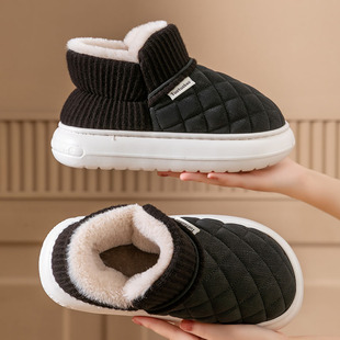 2024 new ladies winter thick-soled non-slip cotton shoes wear-resistant home warm plus velvet bag with cotton slippers outside wear wholesale