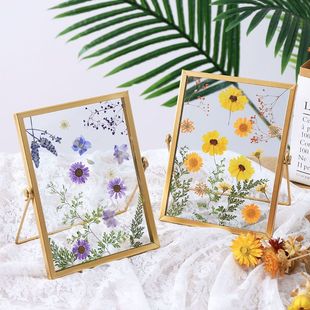 Creative Handmade DIY Dried Flower Embossed Plant Specimen Nordic Simple 4 Inch 6 Inch 7 Inch Metal Glass Photo Frame
