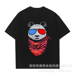 Foreign trade new LED luminous T-shirt EL soft cold film printing luminous LED luminous clothes T-shirt flexible TPU
