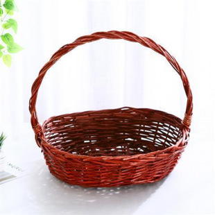 Fruit Basket Willow Hand-held Rattan Gift Basket Display Flower Basket Picnic Picking Eggs Props