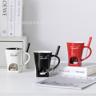 Cross-border solid color medium temperature ceramic chocolate fondue cup cheese chocolate hot melt cup cheese butter heating cup