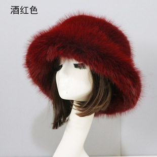 European and American New Fur Hat Women's Winter Warm Wool Plush Basin Hat Colorful Personalized Ear Protecting Large Wide Brim Fisherman Hat