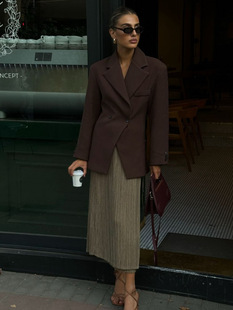 Solid Color Suit Jacket European and American Cross-Border Lapel Suit Jacket Popular Autumn and Winter Comfortable Casual Long-Sleeved Double-Breasted