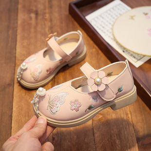 Girls Black Small Leather Shoes Children's Performance Shoes Black and White Student Shoes Etiquette Flower Girl School Shoes Soft Sole Princess