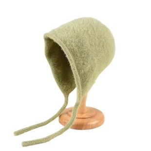 Japanese style solid color faux mink fur lace-up wool hat female autumn and winter warm ear protection casual dome soft glutinous fisherman hat