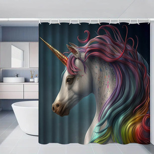 Unicorn digital printing shower curtain factory direct shower curtain waterproof polyester bathroom curtain toilet partition