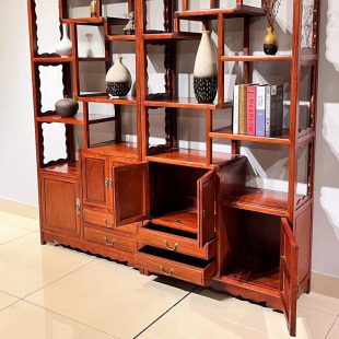 Antique shelf solid wood Chinese style shelf Rosewood display cabinet Duobao Pavilion big fruit rosewood living room partition Myanmar Rosewood