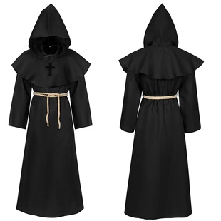 Medieval monk costume wizard priest cos costume Halloween death robe cosplay cosplay costume