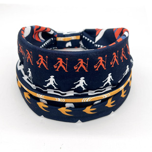 European and American hair band printed wide-brimmed elastic knotted sports yoga sweat-absorbent headband women's factory headwear hair band wholesale