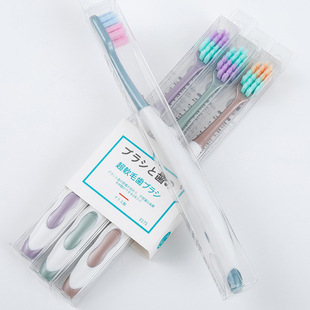 Meizhiyan Soft Silk Ten Thousand Hair Toothbrush 4 Pack Adult Household Silicone Handle Gum Protecting Soft Bristle Toothbrush Anti-Slip Wholesale