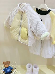 Children's Yellow Stitching Down Jacket 2024 Autumn and Winter New Korean Style Children's Clothing Girls' Western Style 90 White Duck Down Jacket