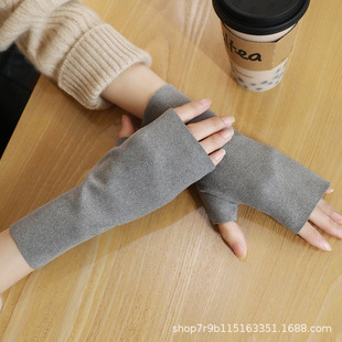 Autumn and Winter Half-Finger Gloves Heat Storage Velvet Cold-proof Windproof Warm Gloves Flexible Writing Mittens Cute Girls