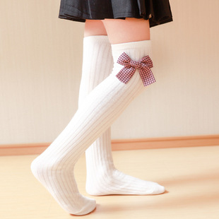 Children's mid-length stockings spring autumn and winter Lolita girls' stockings bowknot girl princess baby knee-high stockings