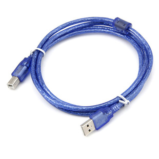 All copper transparent blue high-speed square A- B USB2.0 printing 1 meter printer connected to the computer line
