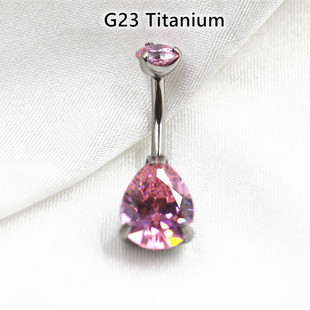 Titanium alloy G23 navel nail navel ring water drop zircon navel buckle Piercing perforated tattoo jewelry