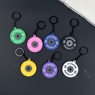 Fitness Series Soft Rubber Keychain High Color Value Barbell Dumbbell Pendant Bag Hanging Jewelry Gift Accessories