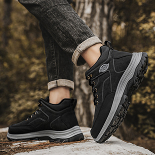Winter High-top Cotton Shoes Men's fleece-lined Warm Outdoor Men's Snow Boots Waterproof Wear-resistant Dad Shoes Cold-resistant Cotton Boots