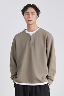 Heavy fleece-lined Texture Fake Two-piece Sweater Men's Autumn and Winter 2024 Loose Trendy Pullover Casual Autumn Base Shirt