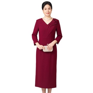 Wedding Seven-point Sleeve Red Dress dress Xi Mother-in-law Wedding Dress Improved New Chinese Cheongsam Mother Dress Summer Girl