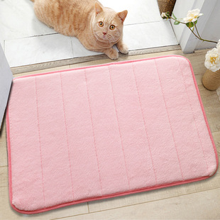 Cross-border solid color coral fleece cool warm bathroom mat bathroom door wear-resistant dirt-resistant easy-to-care floor mat