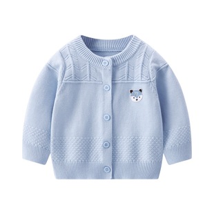 Boys' sweater coat spring new boys' knitted cardigan children's spring wool outer wear western style top for men