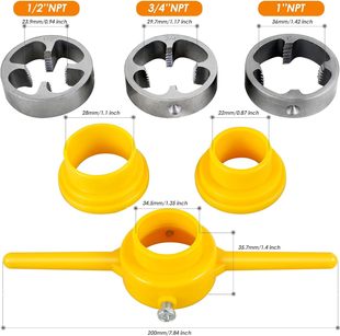 Water pipe die plastic pipe thread set PVC/NPT tap wrench conical pipe thread 4 points 6 points 1 inch suit