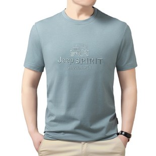 JEEP SPIRIT Summer Men's Short-sleeved T-shirt Loose Slimming Casual All-match Embroidery Half-sleeved Men's Style