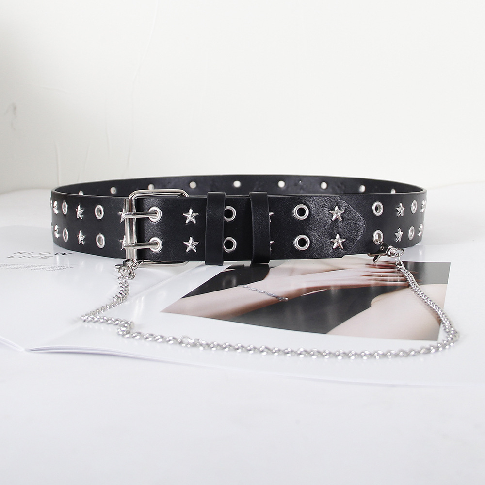 Punk Style Star Studded Belt for Women, Trendy and Cool Decorative Waist Chain, Versatile Jeans Accessory, Supports Cross-Border Shipping