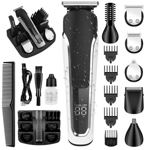Cross-border hot five-in-one multi-function carving hair clipper USB charging smart digital display waterproof electric push shaver