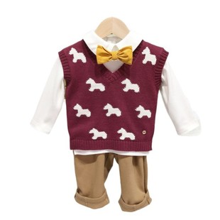 Korean-style Boys Spring New Lar Bottoming Shirt Knitted Vest Casual Pants Three-piece Suit MS521308