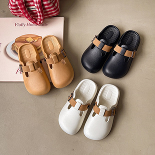 New Birkenneth Shoes Fashionable All-match Baotou Sandals and Slippers for Student Dormitory Wearing Lazy Half Slippers with Belt Buckle Women's Slippers