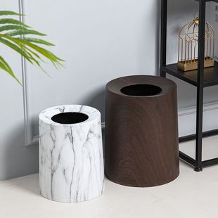 Nordic Large Household Double-Decker Living Room Bedroom Kitchen Toilet Large Capacity Wood Grain Coverless Sorting Lazy Trash