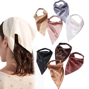 Cross-border new simple satin cloth bag turban women's hair European and American triangle solid color hair band headdress batch
