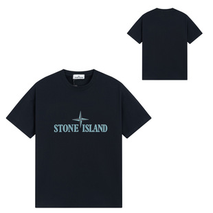 Stone Stone прилив с короткими рукавами, футболка с островным принтом, летняя повседневная дикая хлопчатобумажная свободная круглая вырезка для мужчин и женщин