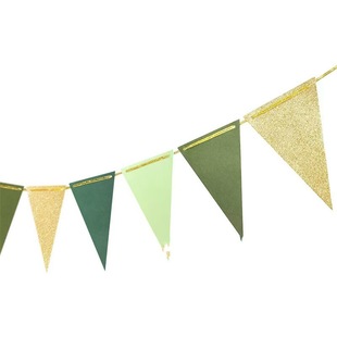 Amazon gold powder mirror ins wavy pennant bronzing nordic birthday party paper decorative pull flag