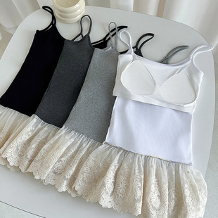 New Lace Sling Outer Wear Vest with Chest Belt Beautiful Back Fart Curtain Skirt Outer Wear Inner Lace Top Dress