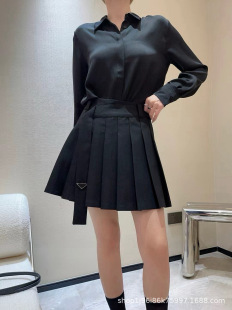 25 early spring new streamer pleated overskirt simple versatile