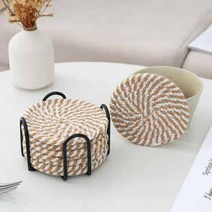 Nordic Ins Cotton Rope Woven Place Mat Sand Pot Mat Kitchen Dining Table Thickened Heat Insulation Mat Round Cotton Woven Coaster