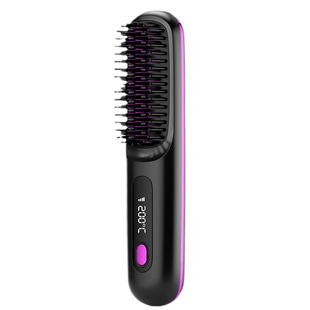 Cross-border LCD USB charging ceramic heating electric comb negative ion hair straightener wireless portable
