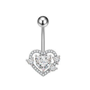 Cross-border e-commerce new stainless steel zircon belly button ring belly button nail butterfly pearl chain belly button online wholesale