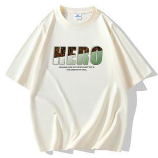 Men's short-sleeved T-shirt Summer 2024 new fashion brand Cotton trendy half-sleeved round neck loose T-shirt clothes men's T-shirt