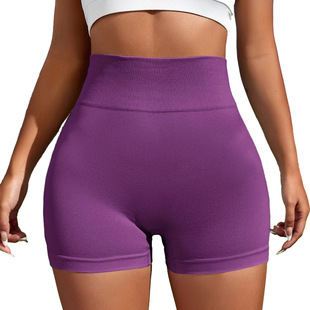 European and American Cross-border Seamless Knitted Yoga Shorts Peach Hip High Waist Fitness Pants Running Sports Shorts for Women