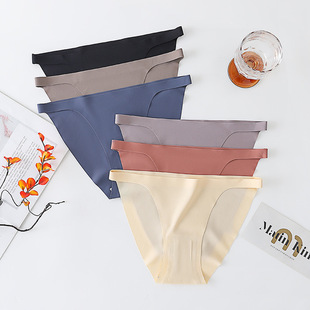 Factory Direct Sexy Thin Waist Ice Silk Panties Women's Cotton Crotch Low Waist Traceless Pure Desire Triangle Bottom Pants
