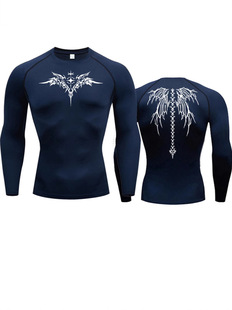 Anime Printing Running Compression T-Shirt Men's Quick-drying Fitness Sportswear Fitness Sports Long-sleeved Breathable Top