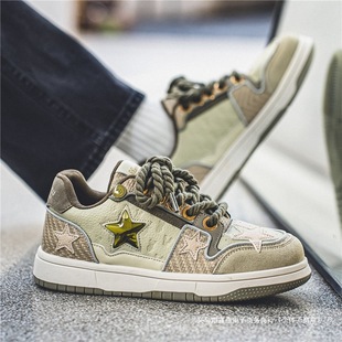Net Red Explosions West Lake Longjing Star Shoes 2024 New Autumn Men's Shoes National Fashion Casual Board Shoes Thick Sole sneaker