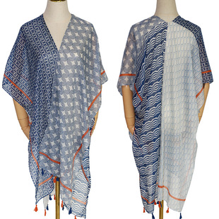 Amazon explosions printed cotton and linen outside 2022 spring and summer new wish foreign trade tassel shawl women's Cape wholesale