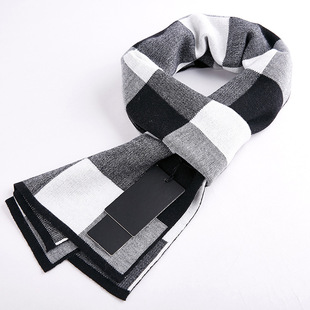 Men's wool scarf autumn and winter South Korea plaid warm scarf men's wool knitted scarf new gift box wholesale